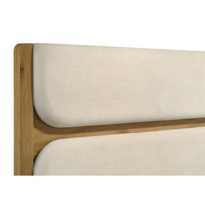 English Elm Sinclair Queen Bedroom Set with Oak Finish Upholstered Headboard and Reeded Nightstands B2777S00433