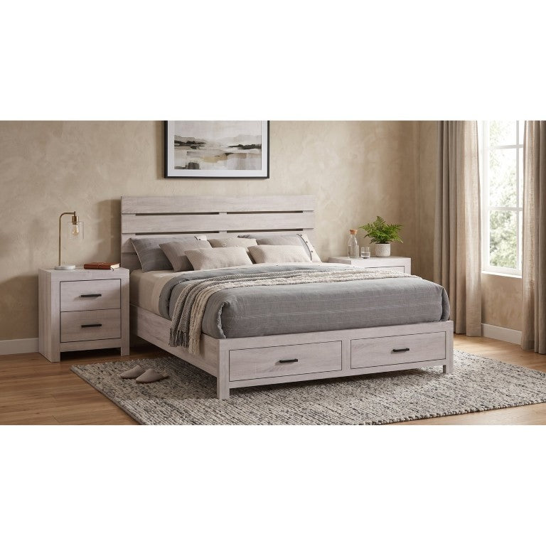 English Elm Kingsley Coastal White King Bedroom Set with Slatted Headboard and Storage B2777S00440