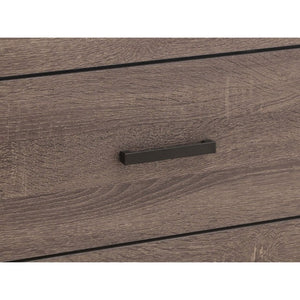 English Elm Kingsley Queen Panel Bed Dresser and Mirror Set in Warm Barrel Oak Grain Finish B2777S00449