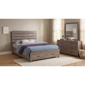 English Elm Kingsley Queen Platform Storage Bed Set with Six Drawer Dresser in Barrel Oak B2777S00450