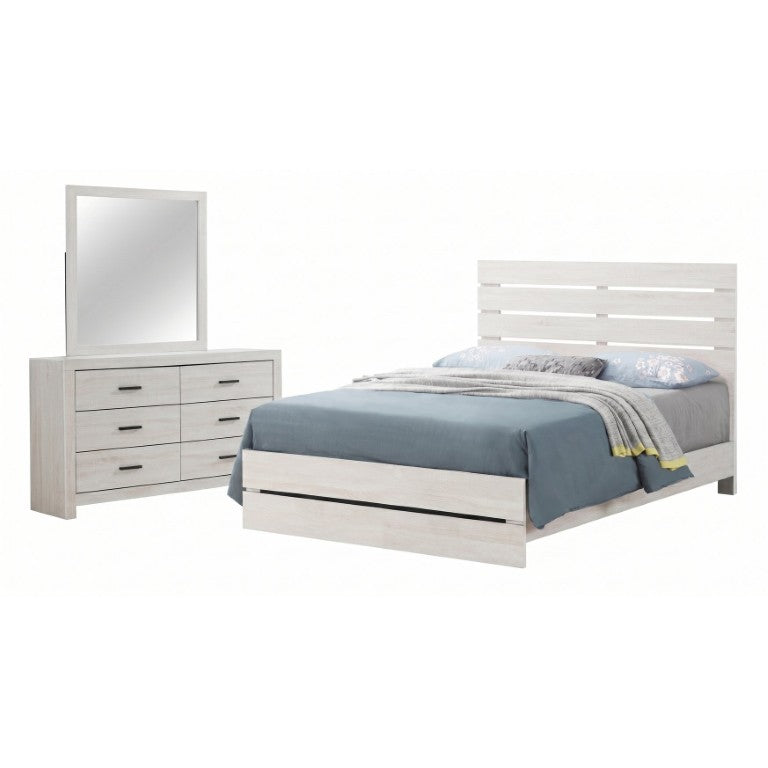 English Elm Kingsley Coastal White Queen Bedroom Set with Slatted Panel Bed and Six Drawer Dresser B2777S00452