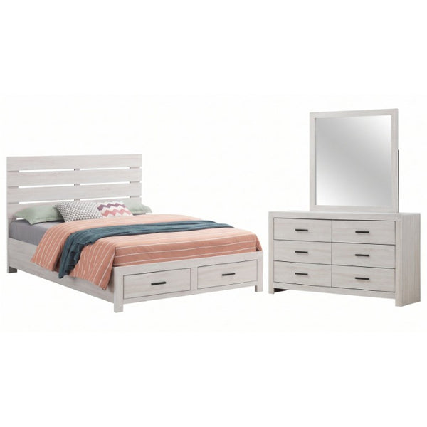 English Elm Kingsley Coastal White Queen Bedroom Set with Slatted Bed and Storage Dresser B2777S00454
