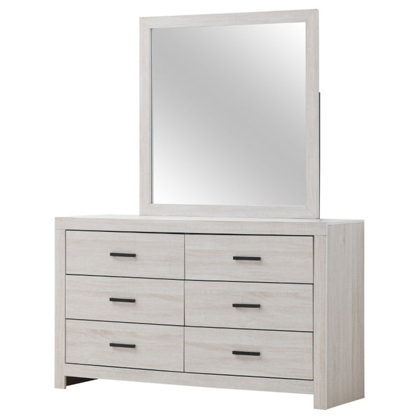 English Elm Kingsley Coastal White Queen Bedroom Set with Slatted Bed and Storage Dresser B2777S00454