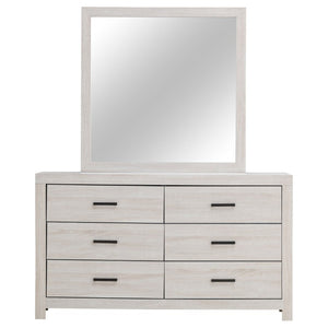 English Elm Kingsley Coastal White Queen Bedroom Set with Slatted Bed and Storage Dresser B2777S00454