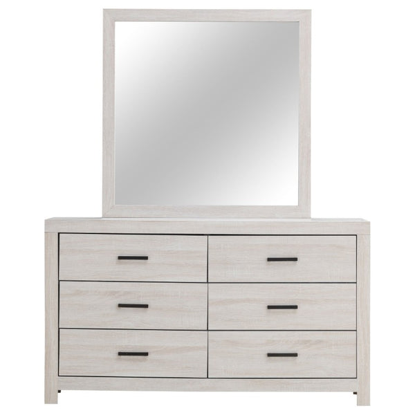 English Elm Kingsley Coastal White Queen Bedroom Set with Slatted Bed and Storage Dresser B2777S00454