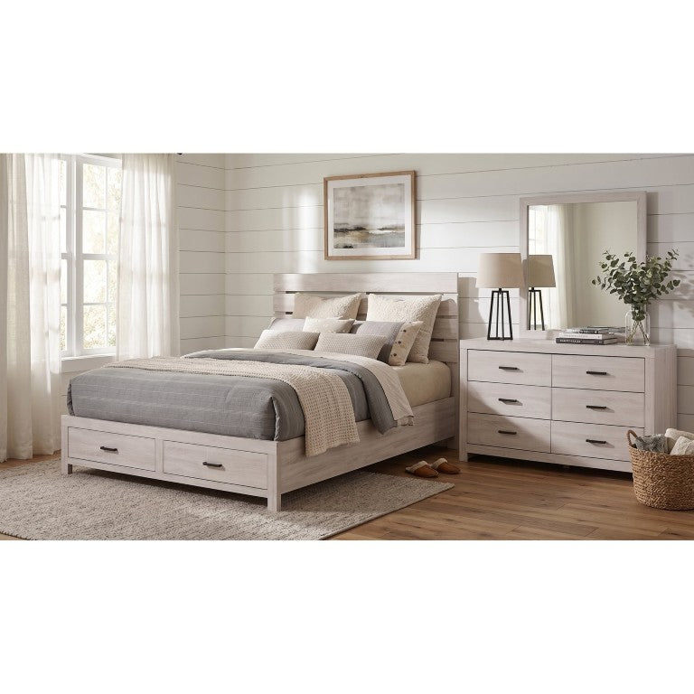 English Elm Kingsley Coastal White Eastern King Bedroom Set with Storage Bed and Dresser B2777S00455