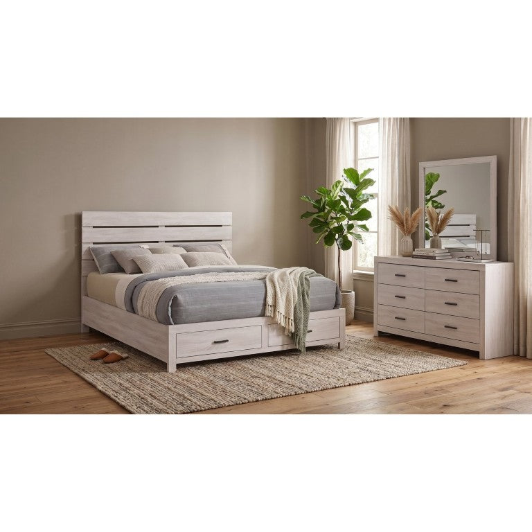 English Elm Kingsley Coastal White Eastern King Bedroom Set with Storage Bed and Dresser B2777S00455