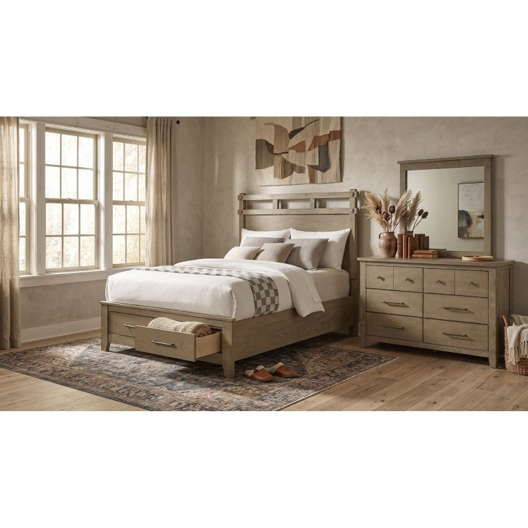 English Elm Ashgrove Queen Platform Storage Bed Set with Dresser in Vineyard Oak Farmhouse Style B2777S00477