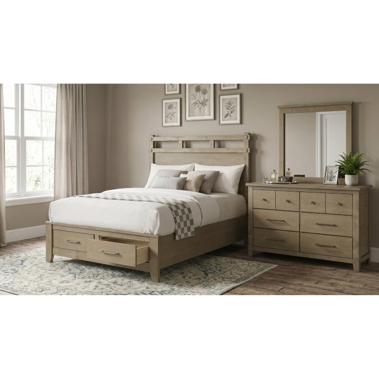 English Elm Ashgrove Queen Platform Storage Bed Set with Dresser in Vineyard Oak Farmhouse Style B2777S00477