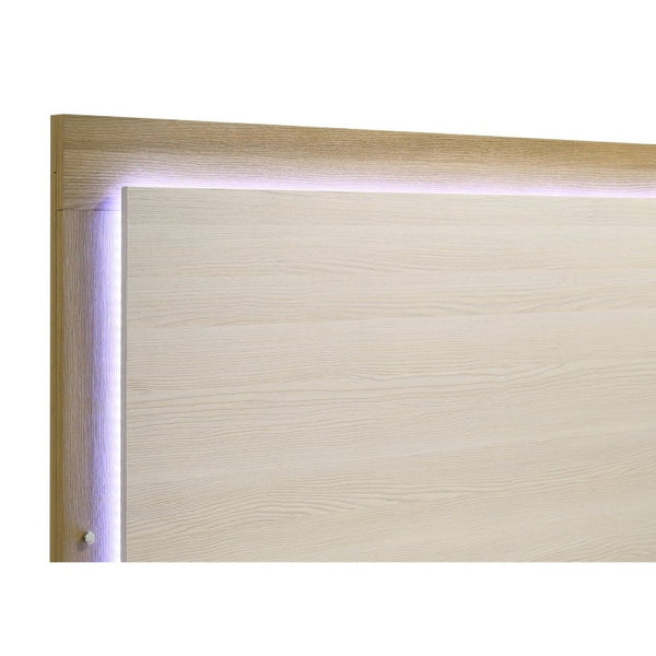 English Elm Highmoor Natural Wood Queen Bedroom Set with LED Headboard and Six Drawer Dresser B2777S00481