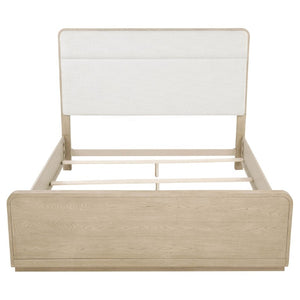 English Elm Serrano Queen Bedroom Set with Boucle Headboard Elm Finish and Six Drawer Dresser B2777S00494