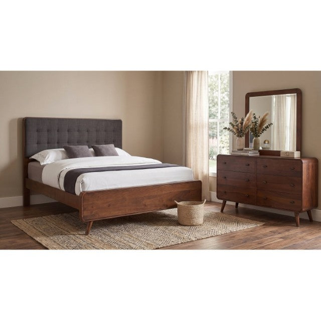 English Elm Wren Mid-Century Modern 3 Piece Eastern King Bedroom Set in Dark Walnut Finish B2777S00529