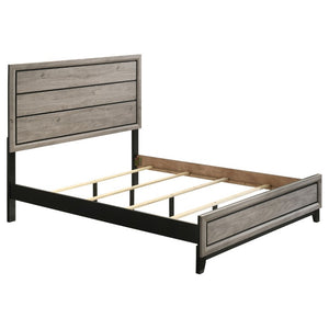 English Elm Sutter Queen Panel Bed Set with Six Drawer Dresser and Mirror in Light Taupe B2777S00530
