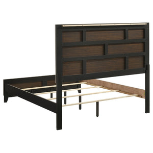 English Elm Sutter Queen Panel Bed Set with Six Drawer Dresser and Mirror in Light Taupe B2777S00530