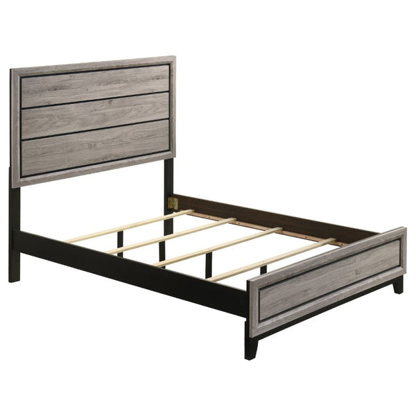 English Elm Sutter Taupe Panel Bedroom Set with Six Drawer Dresser and Wall Mounted Mirror B2777S00532