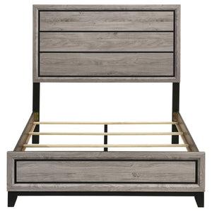 English Elm Sutter Taupe Panel Bedroom Set with Six Drawer Dresser and Wall Mounted Mirror B2777S00532