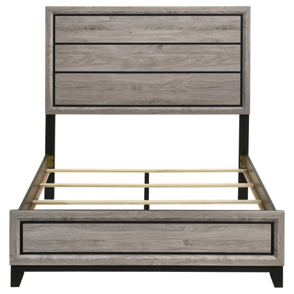 English Elm Sutter Taupe Panel Bedroom Set with Six Drawer Dresser and Wall Mounted Mirror B2777S00532