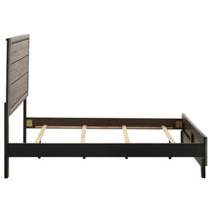 English Elm Sutter Taupe Panel Bedroom Set with Six Drawer Dresser and Wall Mounted Mirror B2777S00532