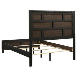 English Elm Sutter Taupe Panel Bedroom Set with Six Drawer Dresser and Wall Mounted Mirror B2777S00532