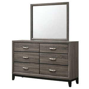 English Elm Sutter Grey Oak Panel Bed Set with Six Drawer Dresser for Modern Bedroom Suites B2777S00535