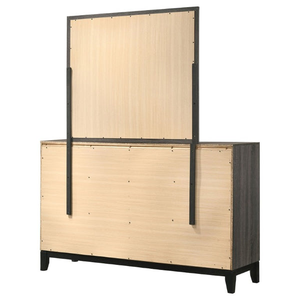 English Elm Sutter Grey Oak Panel Bed Set with Six Drawer Dresser for Modern Bedroom Suites B2777S00535