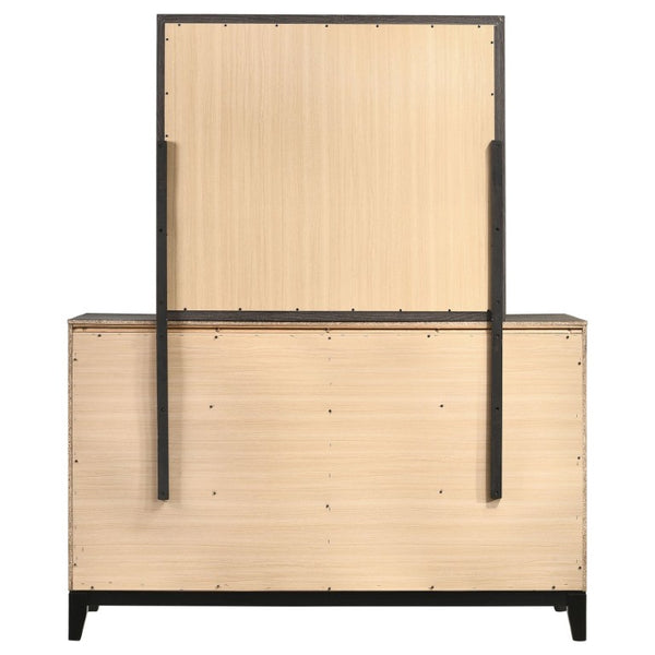 English Elm Sutter Grey Oak Panel Bed Set with Six Drawer Dresser for Modern Bedroom Suites B2777S00535
