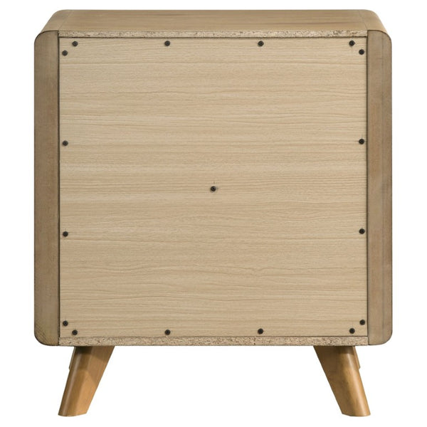 English Elm Beckett Queen Bedroom Set Mid-Century Oak Panel Bed with Reeded Drawers and Tapered Legs B2777S00561