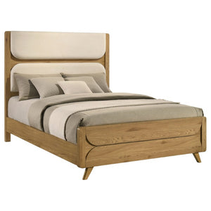 English Elm Beckett Queen Bedroom Set Mid-Century Oak Panel Bed with Reeded Drawers and Tapered Legs B2777S00561