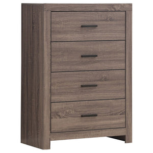 English Elm Barton Barrel Oak Queen Bedroom Set with Slatted Headboard and Bronze Hardware B2777S00563