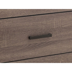 English Elm Barton Barrel Oak Queen Bedroom Set with Slatted Headboard and Bronze Hardware B2777S00563