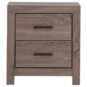 English Elm Barton Barrel Oak Queen Bedroom Set with Slatted Headboard and Bronze Hardware B2777S00563