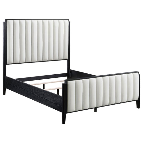 English Elm Berkeley Queen Bedroom Set with Channel Tufted Upholstery and Wire Brushed Oak Finish B2777S00582
