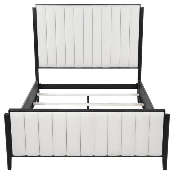 English Elm Berkeley Queen Bedroom Set with Channel Tufted Upholstery and Wire Brushed Oak Finish B2777S00582