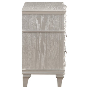 English Elm Emerson Queen Bedroom Set with LED Lighting Tufted Headboard and Silver Oak Finish B2777S00598