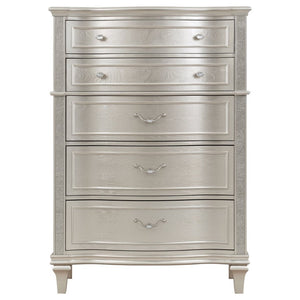 English Elm Emerson Queen Bedroom Set with LED Lighting Tufted Headboard and Silver Oak Finish B2777S00598