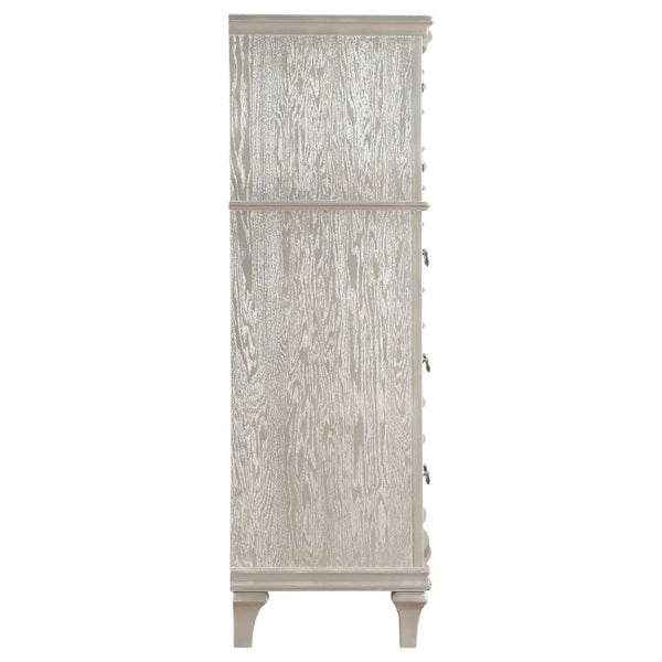 English Elm Emerson Queen Bedroom Set with LED Lighting Tufted Headboard and Silver Oak Finish B2777S00598