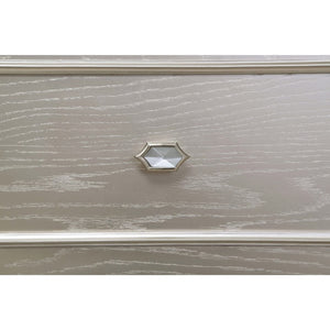 English Elm Emerson Queen Bedroom Set with LED Lighting Tufted Headboard and Silver Oak Finish B2777S00598