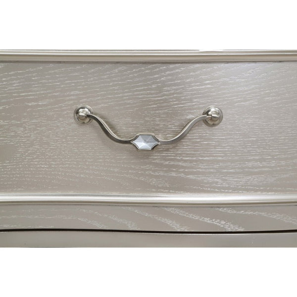 English Elm Emerson Queen Bedroom Set with LED Lighting Tufted Headboard and Silver Oak Finish B2777S00598