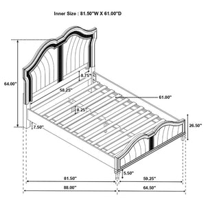 English Elm Emerson Queen Bedroom Set with LED Lighting Tufted Headboard and Silver Oak Finish B2777S00598