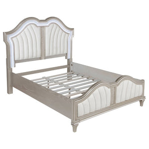 English Elm Emerson Queen Bedroom Set with LED Lighting Tufted Headboard and Silver Oak Finish B2777S00598