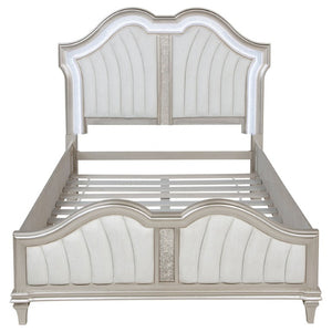 English Elm Emerson Queen Bedroom Set with LED Lighting Tufted Headboard and Silver Oak Finish B2777S00598