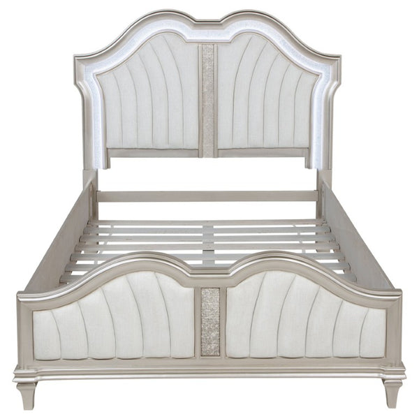 English Elm Emerson Queen Bedroom Set with LED Lighting Tufted Headboard and Silver Oak Finish B2777S00598