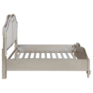 English Elm Emerson Queen Bedroom Set with LED Lighting Tufted Headboard and Silver Oak Finish B2777S00598