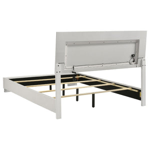 English Elm Zephyr Queen Bedroom Set with LED Headboard Gloss Lacquer Finish and Chrome Accents B2777S00599