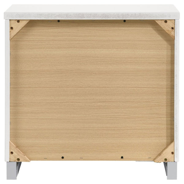 English Elm Zephyr Contemporary Eastern King Bedroom Set with LED Lighting and High Gloss Finish B2777S00602