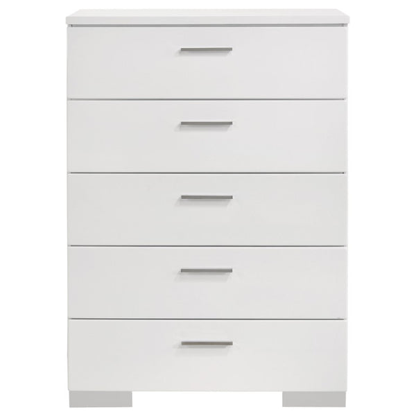 English Elm Zephyr Contemporary Eastern King Bedroom Set with LED Lighting and High Gloss Finish B2777S00602