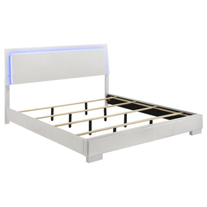 English Elm Zephyr Contemporary Eastern King Bedroom Set with LED Lighting and High Gloss Finish B2777S00602