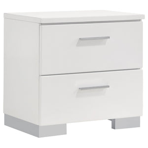 English Elm Zephyr Contemporary Eastern King Bedroom Set with LED Lighting and High Gloss Finish B2777S00602