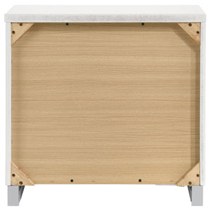 English Elm Zephyr Twin Bedroom Set White Faux Leather LED Headboard High Gloss Modern 4Pc B2777S00605
