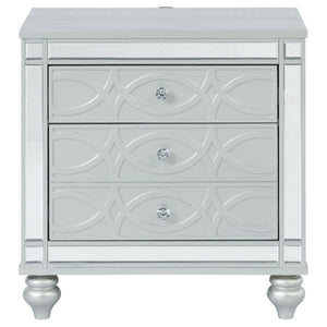 English Elm Grayson Hollywood Regency Queen Bedroom Set with LED Tufted Headboard and Mirrored Trim B2777S00609